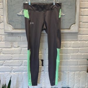 Like-New Under Armour Compression Workout Pants, Grey and Green, L